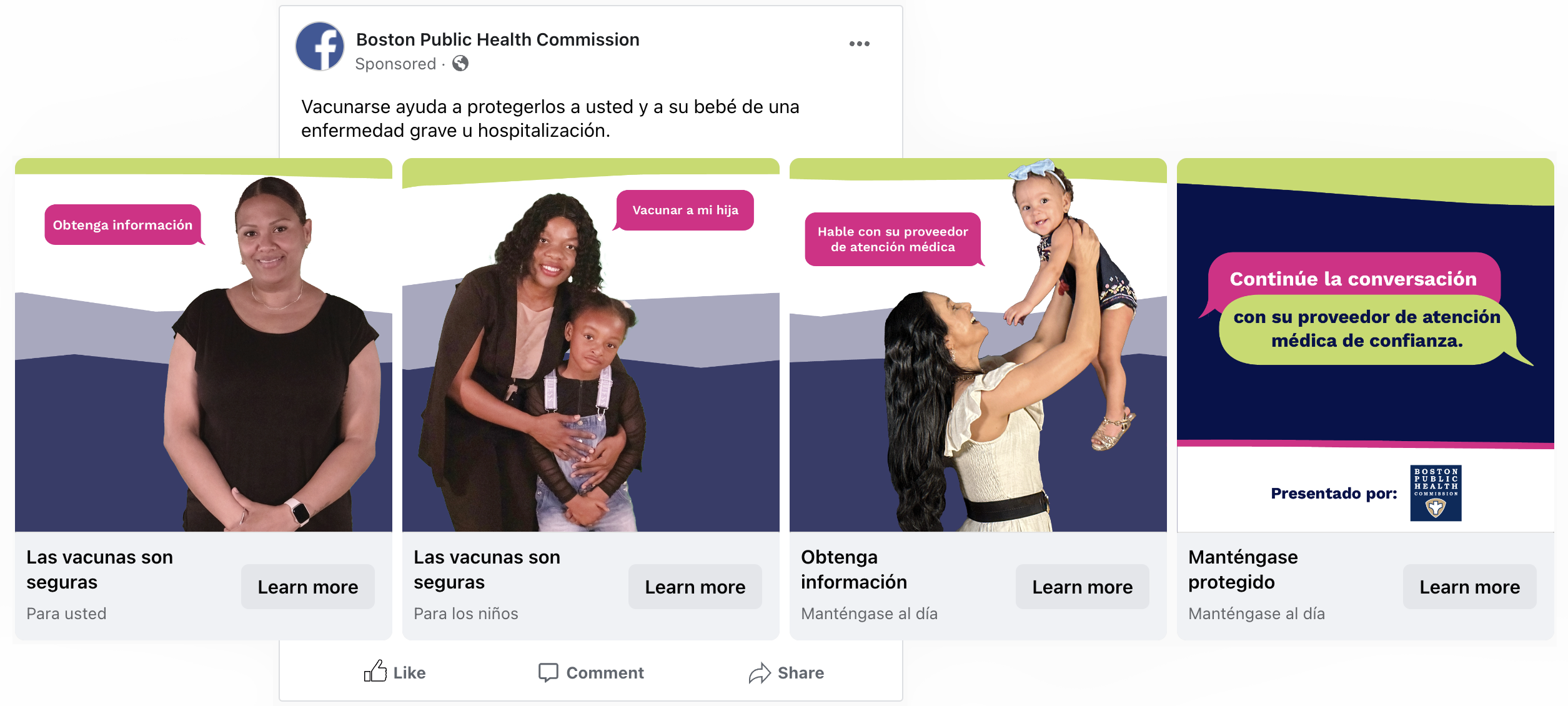 FB Carousel of Mothers who chose to get Covid Vaccinations