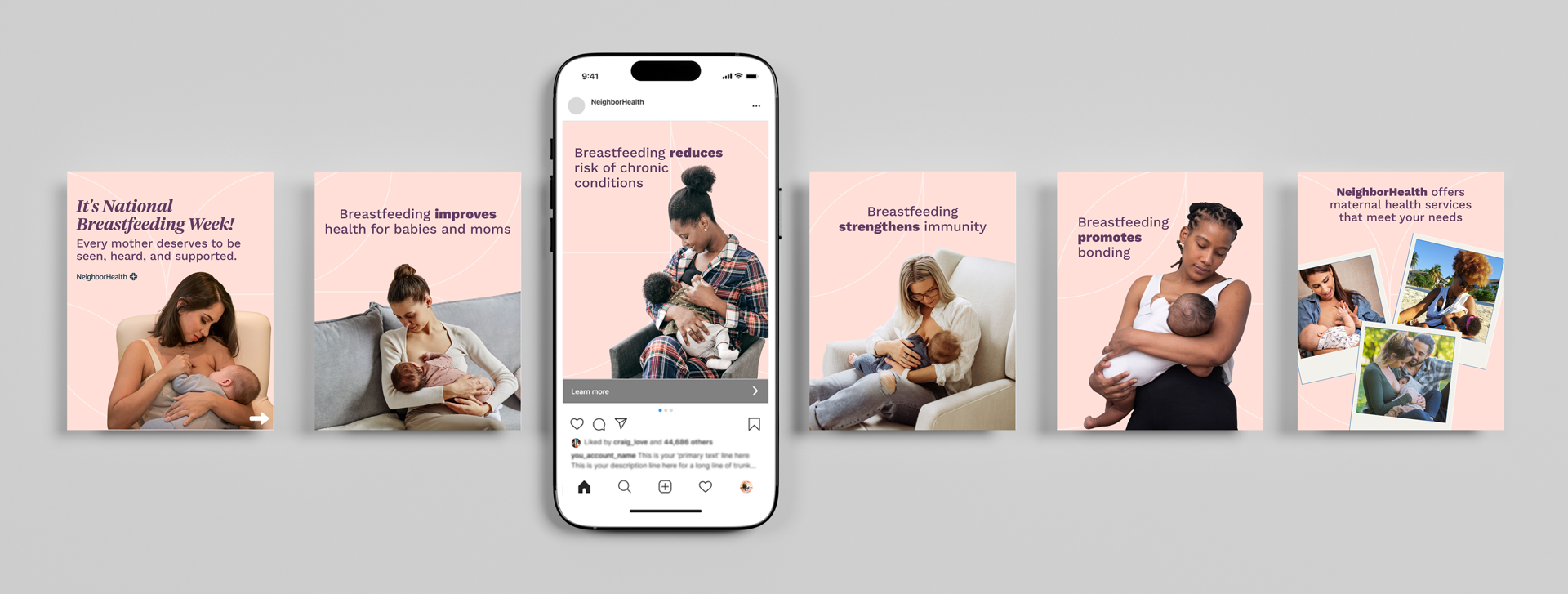 Example of social media carousel for NeighborHealth Breastfeeding