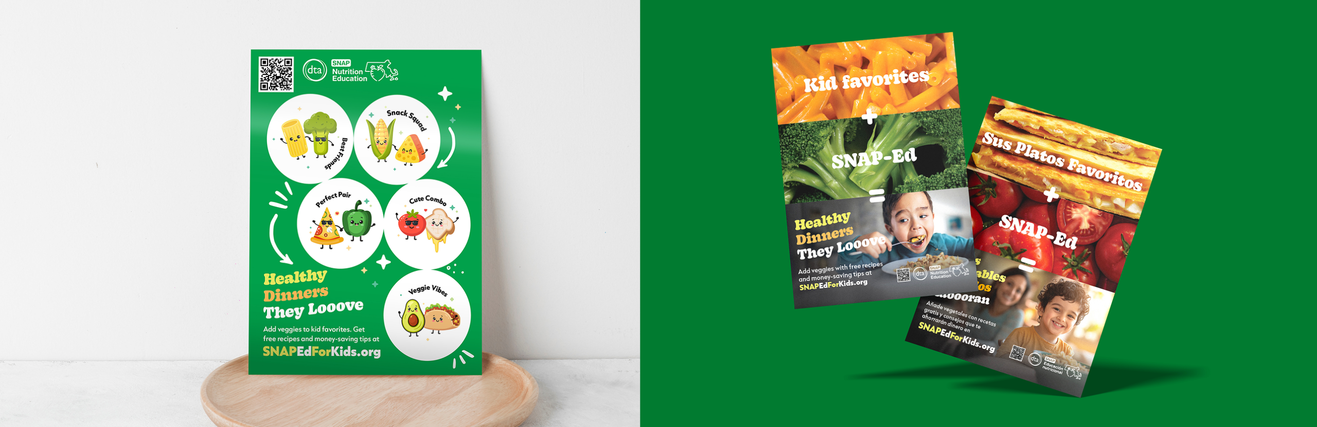 Stickers sheet for kids and flyers from campaign